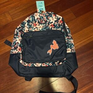 Disney Little Mermaid Ariel Roxy NWT Floral Navy Backpack